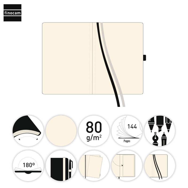 FINOCAM - Notebook Nexo Flexible Cover Blank Black | Notebook