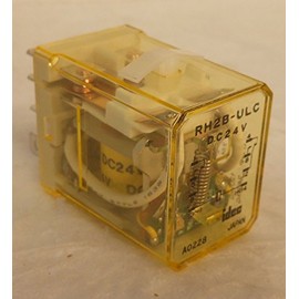 IDEC RH2B-ULCDC24V 2 Poles DPDT, 24 VDC Coil, Blade Terminal, Check Button W LED Indicator, Compact Power Relay, Industrial 10 AMP GP Relay, RH Series