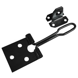 Keypak Wire Hasp and Staple Security Lock Set, 75mm-100mm, Weather Resistant, Black and Zinc Plated (Black, (L)100mm)