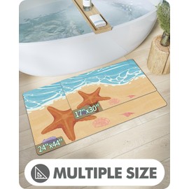 LUMI Bath Mat Rug, Non-Slip Rubber Super Absorbent Ultra-Thin Bathroom Rugs, Under Doors, Quick Dry Bathroom Floor Mats, Ideal for Shower, Tub and Sink, 24"x44",Cool Beach