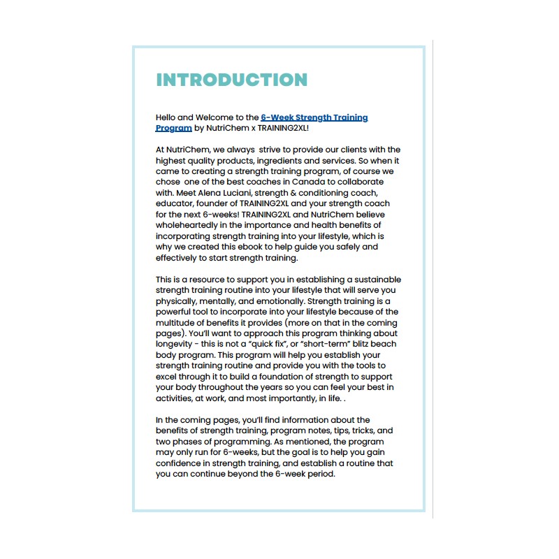 NutriChem NutriStrength: A 6-Week Foundational Strength Training Program