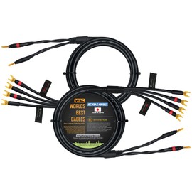 WORLDS BEST CABLES 6 Foot - Canare 4S11 – Audiophile Grade - HiFi Star-Quad Bi-Wire Speaker Cable Pair with Eminence Gold Banana & Spade Connectors [Banana x2 – Spade x4]