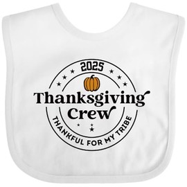 inktastic 2025 Thanksgiving Crew - Thankful for My Tribe Baby Bib White 46d80