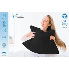 Comfort Beddings Premium Quality 800 Thread Count 100% Egyptian Cotton Pair of Pillow Cases Black, Envelope Closure - Superking (50cm x 90cm)