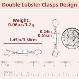 OHINGLT Extra Strong Magnetic Jewelry Clasps for Necklaces Extender with Double Lobster Clasp,Magnetic Necklace Clasps and Closures Bracelet Connectors for Necklaces Chain