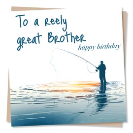 Fishing Card For Your Brother - To A Reely Great Brother. Happy Birthday - For Younger or Older Brother