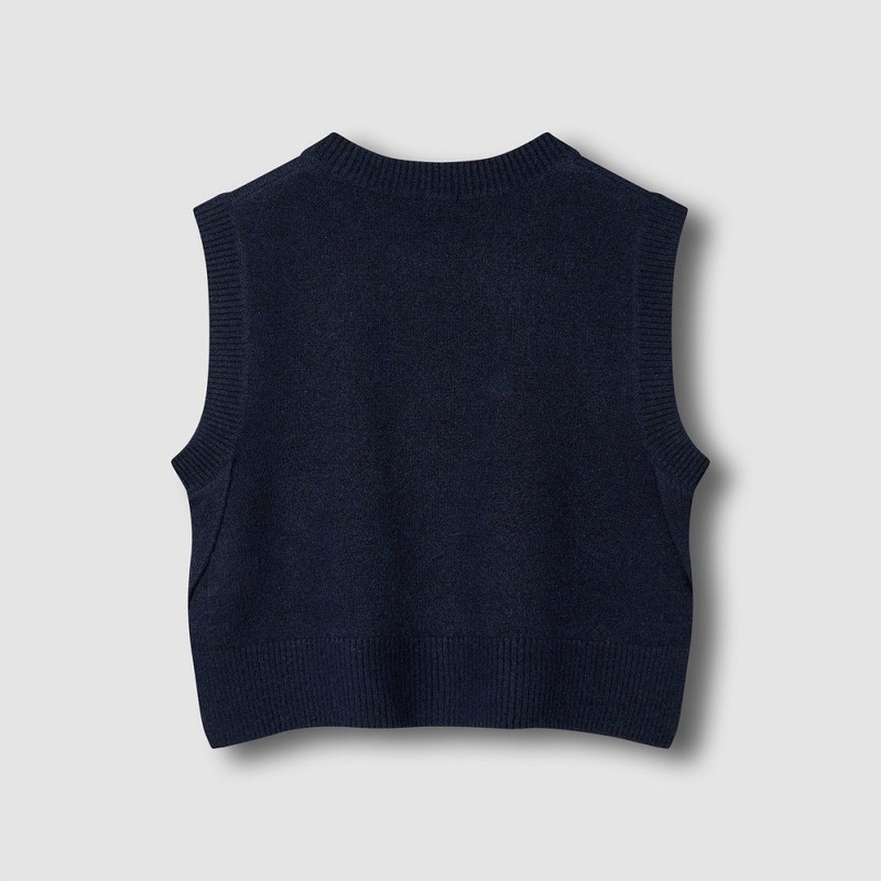JAJU [JAJU/자주] 여 울 블렌디드 트임 베스트_네이비 [JAJU] Women's Wool