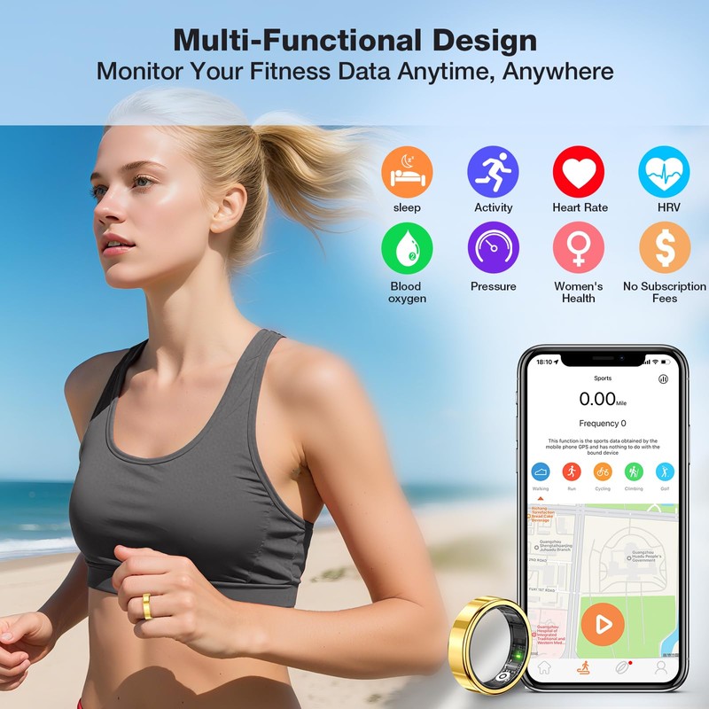 EGTWORO Smart Health Tracking Ring Fitness Sleep Monitoring Ring with