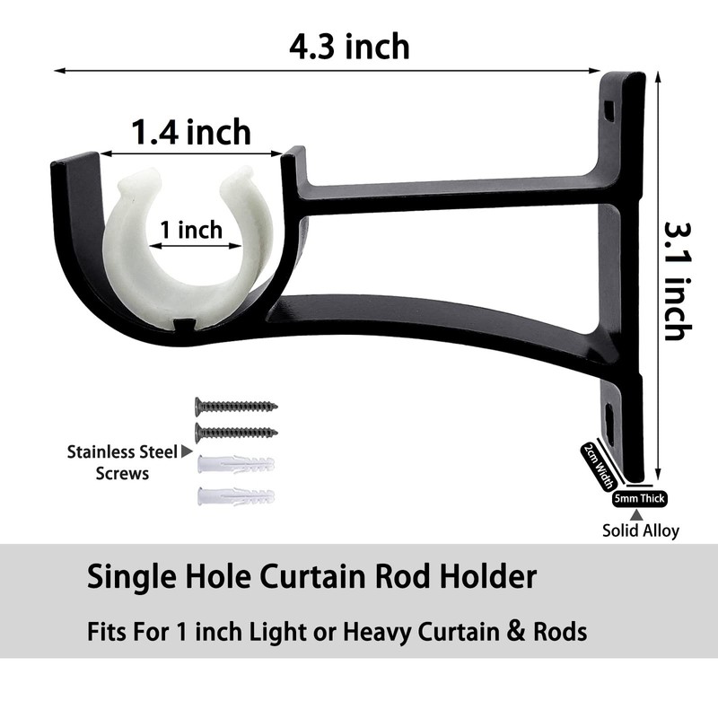 8 Pack Curtain Rod Brackets, Heavy Duty Curtain Rod Holders