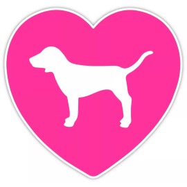 stickers Pink heart love dog victoria secret vinyl decal sticker 4"x4"