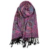 Plum Feathers Tapestry Ethnic Paisley Pattern Pashmina Scarf Black Pink