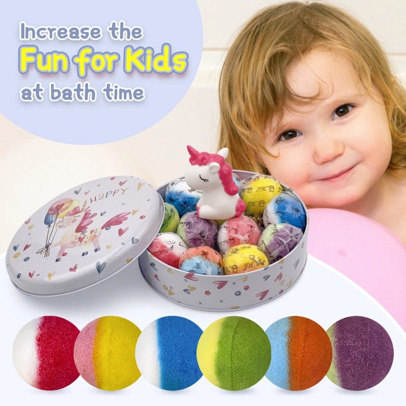 Bath Bombs for Kids 12Pcs Bath Bombs with Surprise Crystal