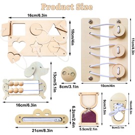 Tulov 7 Stück Hölzernes Busy Board Montessori, Montessori Busy Board DIY Zubehör mit vielen Möglichkeiten zum Spielen, Holz Montessori Busy Board Zubehör geeignet für Kinder von 1-6 Jahren Holzpuzzles