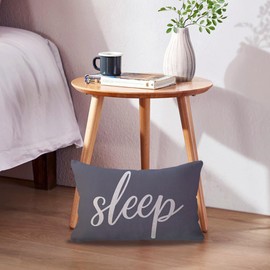 ULOVE LOVE YOURSELF Sleep Lumbar Throw Pillow Covers Farmhouse Rustic Decorative Rectangular/Waist Pillowcases 12 x 20 Inch Decor Cushion Covers Housewarming Gifts (Grey)