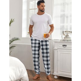 Ekouaer Men's Pajama Pants, Lightweight Loungewear, Comfy Jogger Sleep Pant Long Pj Bottoms with Drawstring & Pockets Black Plaid