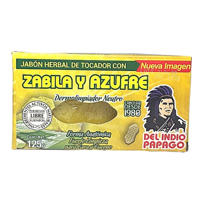 Del Indio Papago Jabón Facial Sábila Y Azufre Del Indio