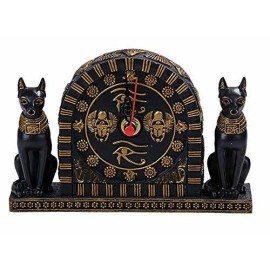 Ebros Ancient Egyptian Bastet Table Clock Statue 6.75" Long with Roman Numerals