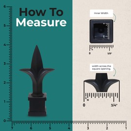 Address America Premium USA Made Fence Finials Trident Spear High-Impact Polypropylene Black Finial Fence Topper (10ct, 1/2 inch) - FF