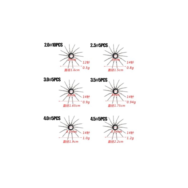 FOLANDO 35 pcs Squid Jig Hooks, Umbrella Shaped Hooks Squid