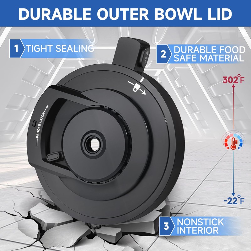 500 Series Outer Bowl Lid and Paddle for Deluxe Ice