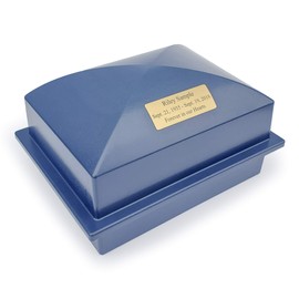 Crowne Vault Urn Vault for Underground Burial | Holds Adult Human Ashes and Cremation Urns for Cemetery and Ground Burials | Made in The USA (Regent, Navy with Nameplate)