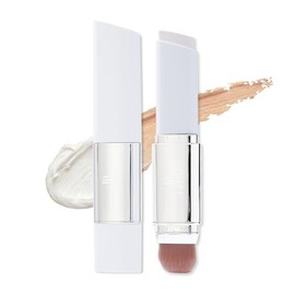 Base de maquillaje coreana blanca 2 en 1 que cambia de color con brocha, base de crema en barra, maquillaje hidratante de hidratación de larga duració