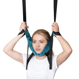 Head Neck Massager Neck Traction Device Neck Support Strap Correction Cervical Spine Traction Hanging Device Soft Stretch Band Relieves Neck Pain Column Stretching Set