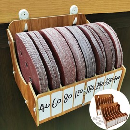 ZYRELYNX 8-Tier Sandpaper Organizer Fit for Sanding Discs 5 Inch, Sandpaper Storage Holder, Woodworking Tool Box Organizers and Storage Rack (Excluding Sandpaper), 2 Pack