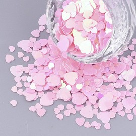 Angel Malone 10g (3mm - 5.5mm) PVC PEARL PINK Heart Sequins Confetti, Nail Art, Card Making, Scrapbooking, Table Confetti, Wedding Favours - UK Seller