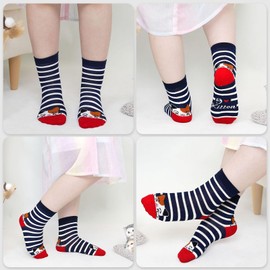 ZFSOCK Children's Socks Girls Socks: Without Seam Colourful Senaker Socks Made of Cotton Funny Motif Cartoon Animal Cat Christmas Gift Ideas 5 Pairs, cat
