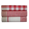 Triolino Pack of 3 Jacquard Tea Towels Half-Linen Checked Size: