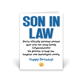 Rib ticklerz - Son In Law Birthday Card Funny Birthday Card For Son In Law Daughter's Husband Gifts Family Happy Birthday Laughter Shananigans Humour Card - CD858