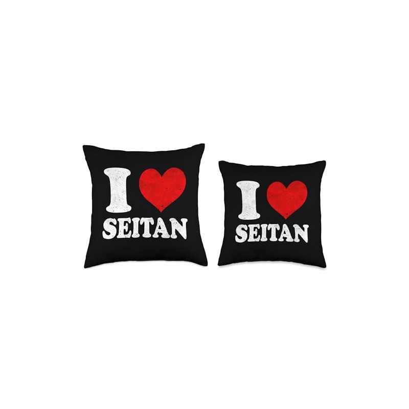 I Love Seitan Vegan Vegetarian Vintage Throw Pillow