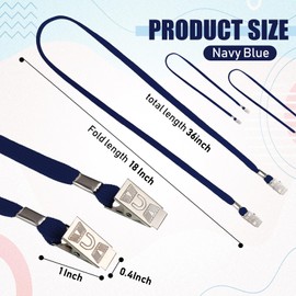 Patelai 50 Pack Double Clip Lanyards Bulk Face Mask Lanyards Twist Free 2 Hook Design Adjustable ID Badges Neck Straps for Conferences Office School Class Card Keychain (Navy Blue)