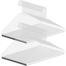 Yuntau 50 Pcs Wire Hangers Bulk Dry Cleaner Hangers with Tubs 16" Caped Clothing Hangers Suit Hangers Strut Hangers for Dry Cleaners or Home(White)