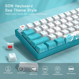 Womier 60% Percent Keyboard,WK61 Mechanical RGB Wired Gaming Keyboard,Hot-Swappable Creamy Key Board with PBT Keycaps,Linear Red Switch for Windows/MAC (Blue)