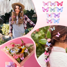 JJUNW Pack of 60 3D Butterflies, Translucent Chiffon Butterflies, 3D Butterflies, Decorative Ornament for DIY Decoration, Scrapbooking, Luggage, Wall and Window, Hair Clip Decoration (Style A)