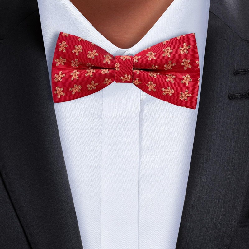 Retreez Men Woven Pre-tied Bow Tie Christmas Ginger Bread Man
