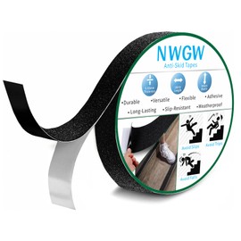 NWGW Black Anti-Slip Stair Treads Tape,1" x35FT Heavy Duty PVC Non-Skid Grip Tape for Wooden Steps, Indoor/Outdoor Stairs, Pool Decks - Peel & Stick Waterproof Safety Traction