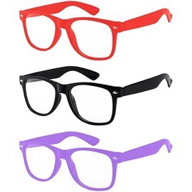 3 Pairs Kids Clear Lens Sunglasses Protect Child's Eyes Red Black Purple