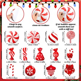 Yulejo 65 Pcs Peppermint Floor Decals Candy Cane Stickers Christmas Large Candy Wall Decals Lollipop Candyland Decorations for Xmas Home Office Party Decor