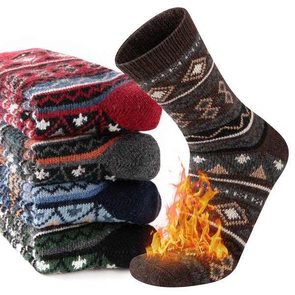 COOVAN Wool Socks Mens Warm Winter Thermal Thick Knit Cozy