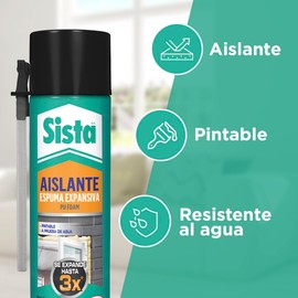 Sista Espuma Expansiva Universal, espuma de poliuretano para sellar y rellenar grandes espacios, sellador en espuma para aislamiento acústico, térmico, y más, Lata 1x300ml