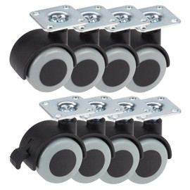 Dörner + Helmer Set of 8 TPE Double Castors with Back Hole in Roll Mix, Load Capacity 30 kg/Roll