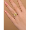 RODIFFY 4CT Simulated Yellow Diamond Engagement Ring,925 Sterling Silver Radiant