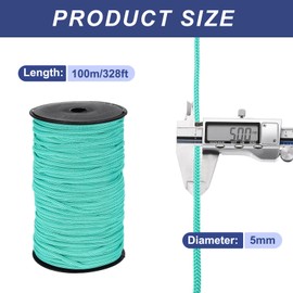 QUARKZMAN 5mm Polypropylen-Seil Geflochtene Seile, 100m Nylonseil Hohlseil für Wäscheleine, Camping, Wandern, Outdoor, Türkisblau