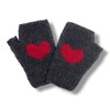 Ella Sussman Hand Knit Alpaca Heart Fingerless Short Glove Fleece