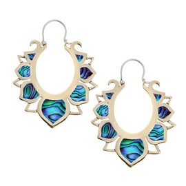 81stgeneration Women's 925 Sterling Silver & Brass Abalone Paua Shell Large Lotus Flower Earrings