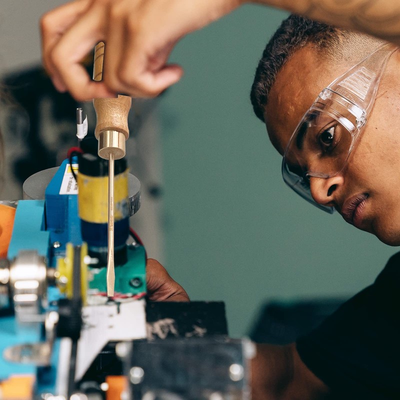 WEDO Slotted Screwdriver, Precision Screwdriver with Wooden Handle,Non-Sparking Flat Head