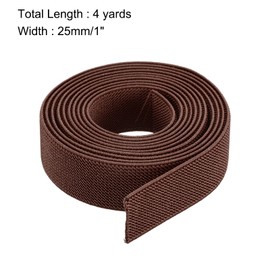 sourcing map Twill Wide Elastic Band Double-Side 25mm(1 inch) Flat 4 Yard Woven Elastic Band Knit Elastic Spool Heavy Stretch Strap Brown for Sewing, Waistband